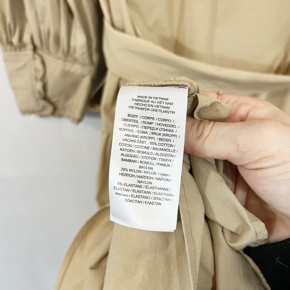 Lauren Ralph Lauren Rapisha Tiered Midi Dress Tan Shirt Dress Belt - Size 12 - Picture 7 of 10
